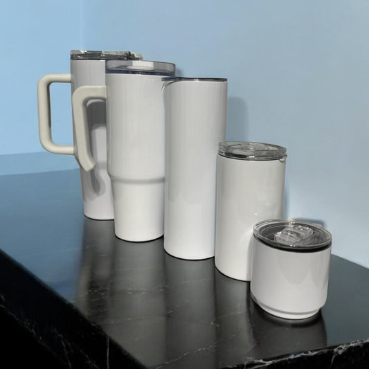 Personalized Tumblers, Mugs and Glass Cans White finish