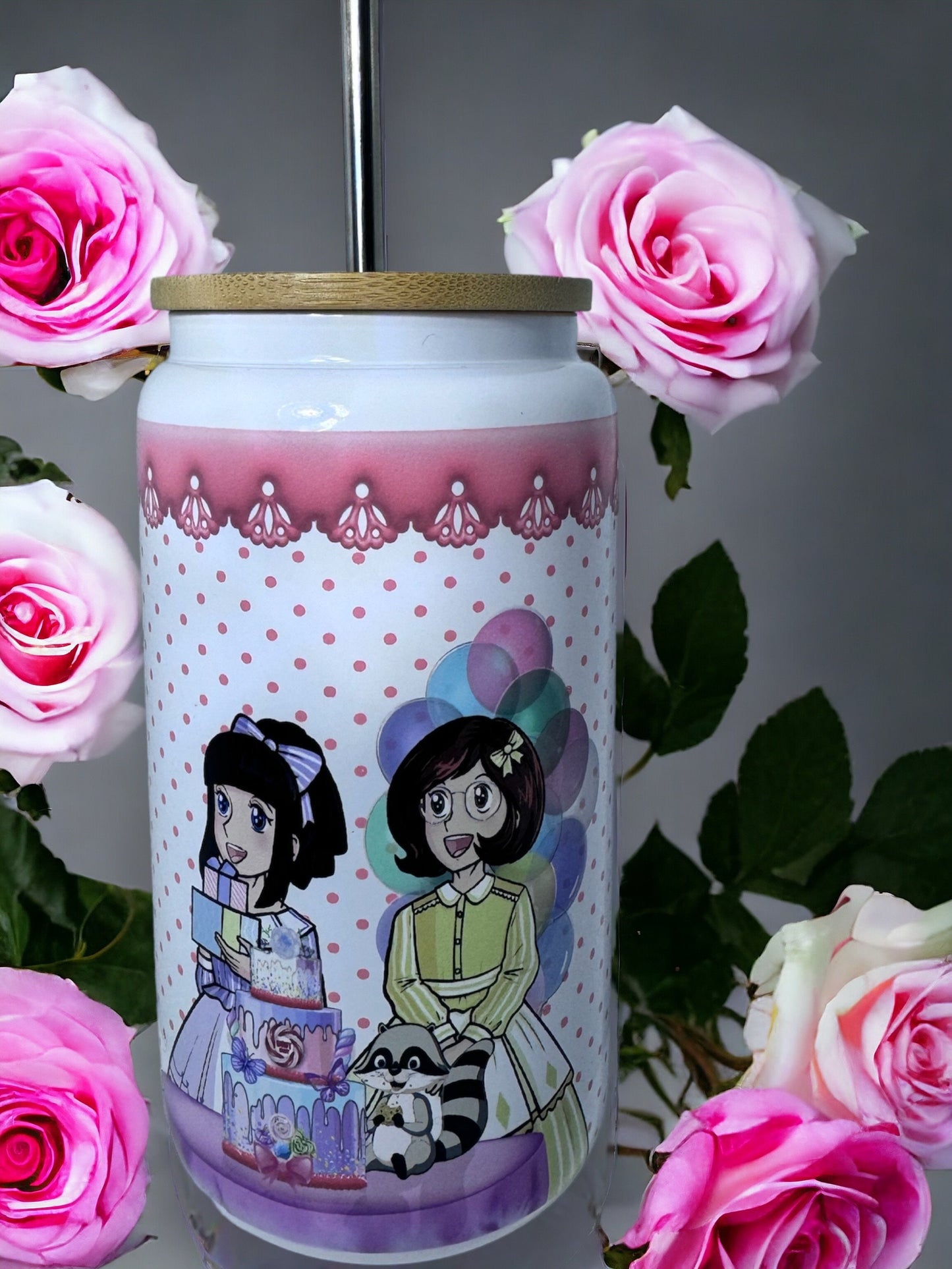 Candy Candy Anime, Candy Candy Manga. Glass cup can with Candy and Friends, Retro. Vaso de cristal de Candy Candy Anime y sus amigos.